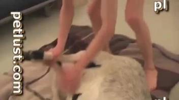Dude using his meaty penis to fuck a horny beast