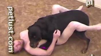 Black doggy with long tongue got sucked by my filthy husband