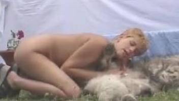 Dog and girl outdoor xxx