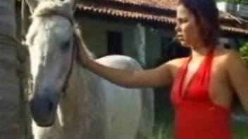 Outdoor fuck scene with a Latina and her stallion