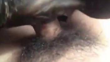 Hot vaginal gape featuring a hairy cock dude