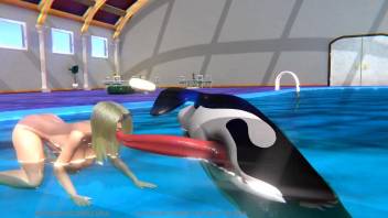 Busty blonde enjoying hardcore sex with a whale