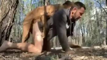 Horny zoophile goes on all fours to get fucked by a dog