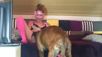 Blonde hottie amazes with her kinky dog porn scene