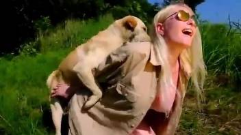 European zoophile happily fucks a kinky pooch outdoors