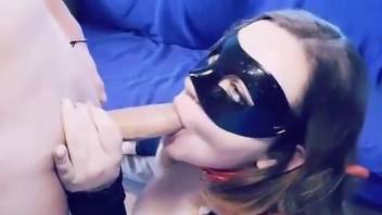 Masked hottie has to choose between two hot cocks