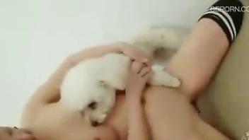 Kawaii Asian gal getting licked by a sexy beast