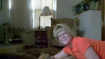 Cheery mature blonde getting fucked by a dirty dog