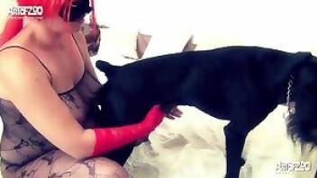Animal sex with a stacked blonde lady