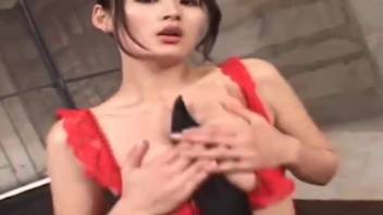 Alluring brunette woman displaying her craving for the cock