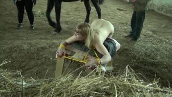Sexy blond babe gets pounded hard in savage scenes as she acts obedient