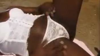 Massive equine cock penetrates a ebony teen 18+'s cunt