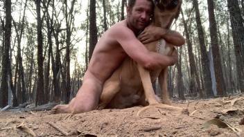 Dominant guy screwing his canine deep in the forest intensely
